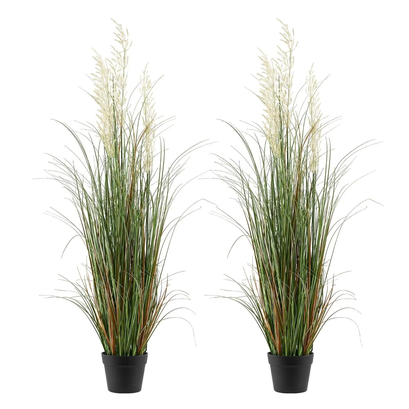 VEVOR 2-Pack 47in PVC Artificial Reed Flower Grass Set, Sturdy Pet-Friendly Faux Greenery in Pots with Box, Lightweight Natural Touch Shrubs (47.01x13.78x13.78in) for Indoor Home, Garden, Office Decor