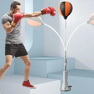 Adjustable 51.18-62.99 inch height punching bag (punching ball), strong suction cup and orange-black design - indoor agility training punching bag, punching ball, reflection training aid, dynamic exercise equipment