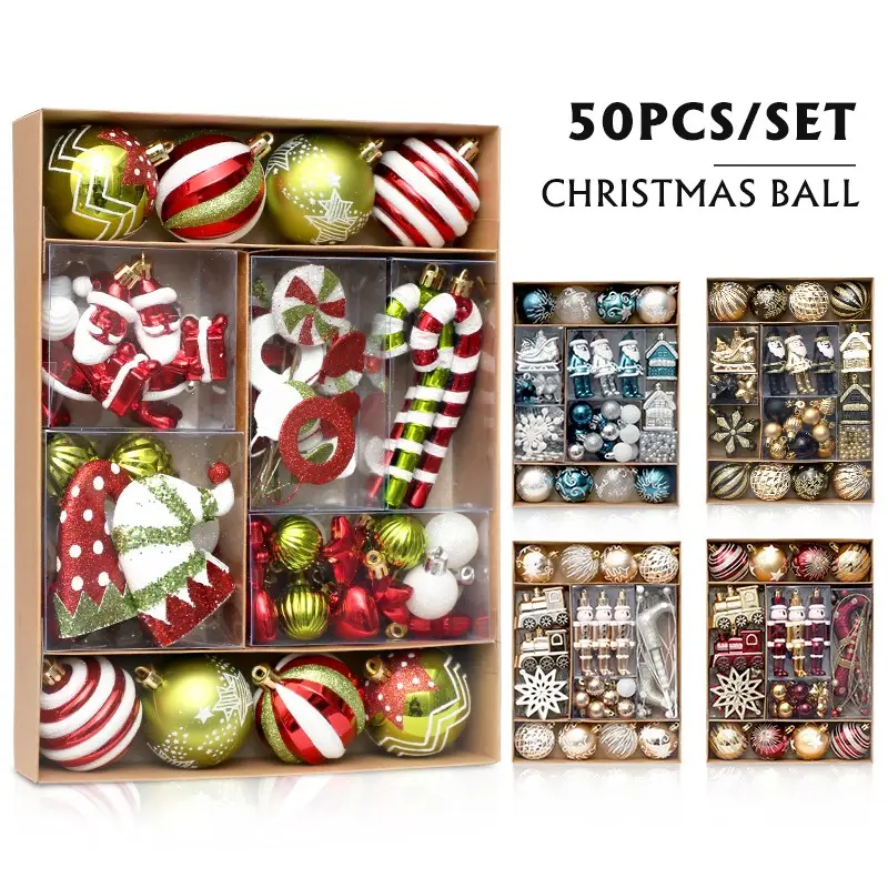 Christmas Decoration Set, 50pcs Painted Christmas Balls, Holiday Ornaments, Festive Tree Decorations, Perfect for Seasonal Celebrations