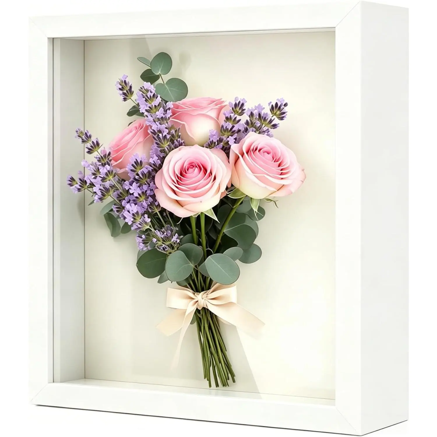 6X6 Shadow Box Frame, White Small Memory Shadow Box Display Case with Real Clear Glass Deep  Picture Frame  Photos Keepsakes Memorabilia Crafts Wedding Memories  Items