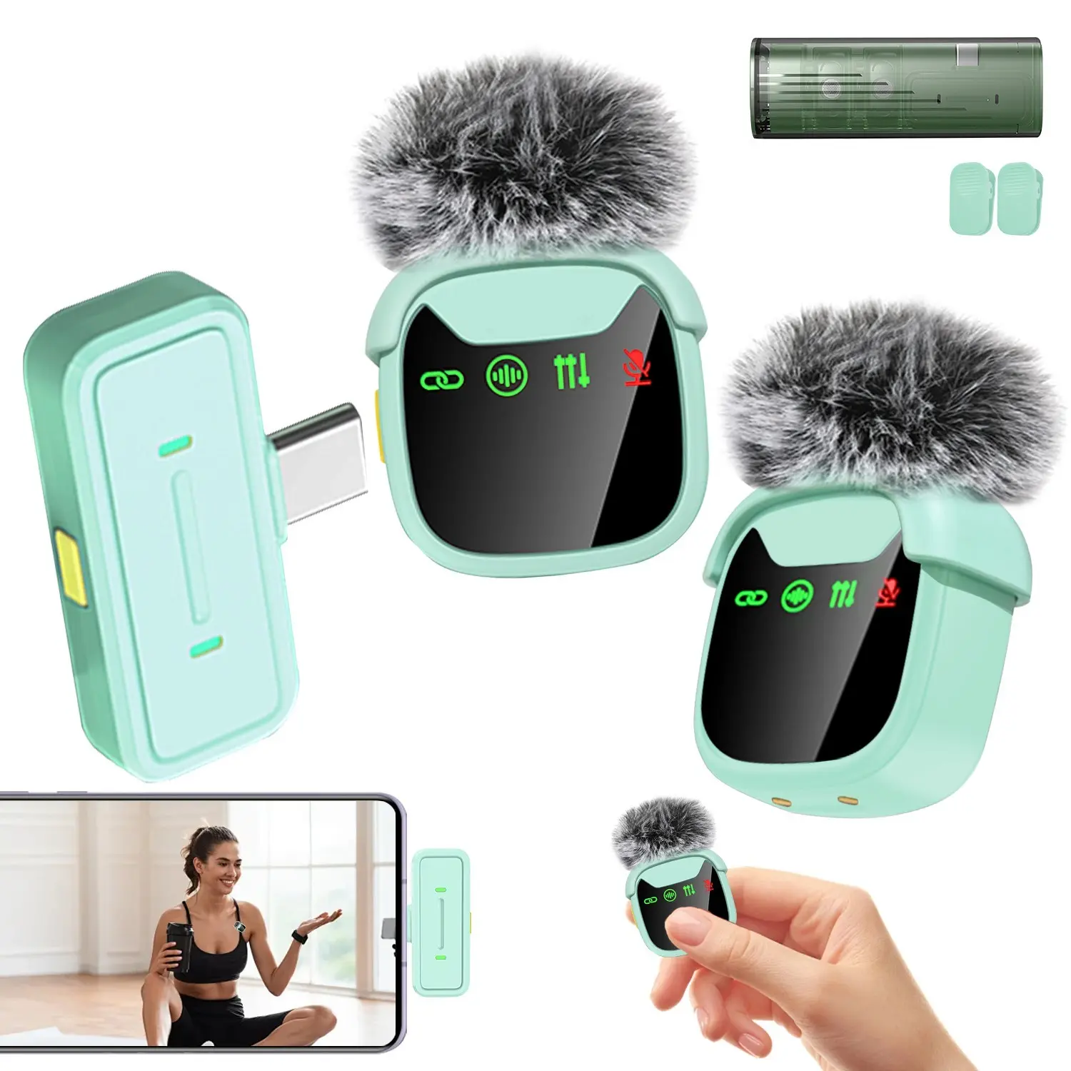 Wireless Lapel Microphone Magnetic for Vlog Podcast Interview, Plug-and-Play Recording Mic with Noise Cancellation, Compatible for iPhone Android Camera, for Content Creators & Live Streaming