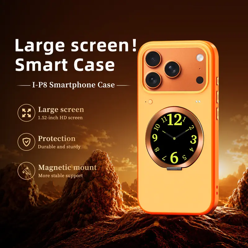 i7promax Multi-Function Smartphone Case, Round Smart Display Cover, Magnetic Stand, Real-Time Camera Preview, Shockproof Pctpu Shell, Shockproof Protective Casing