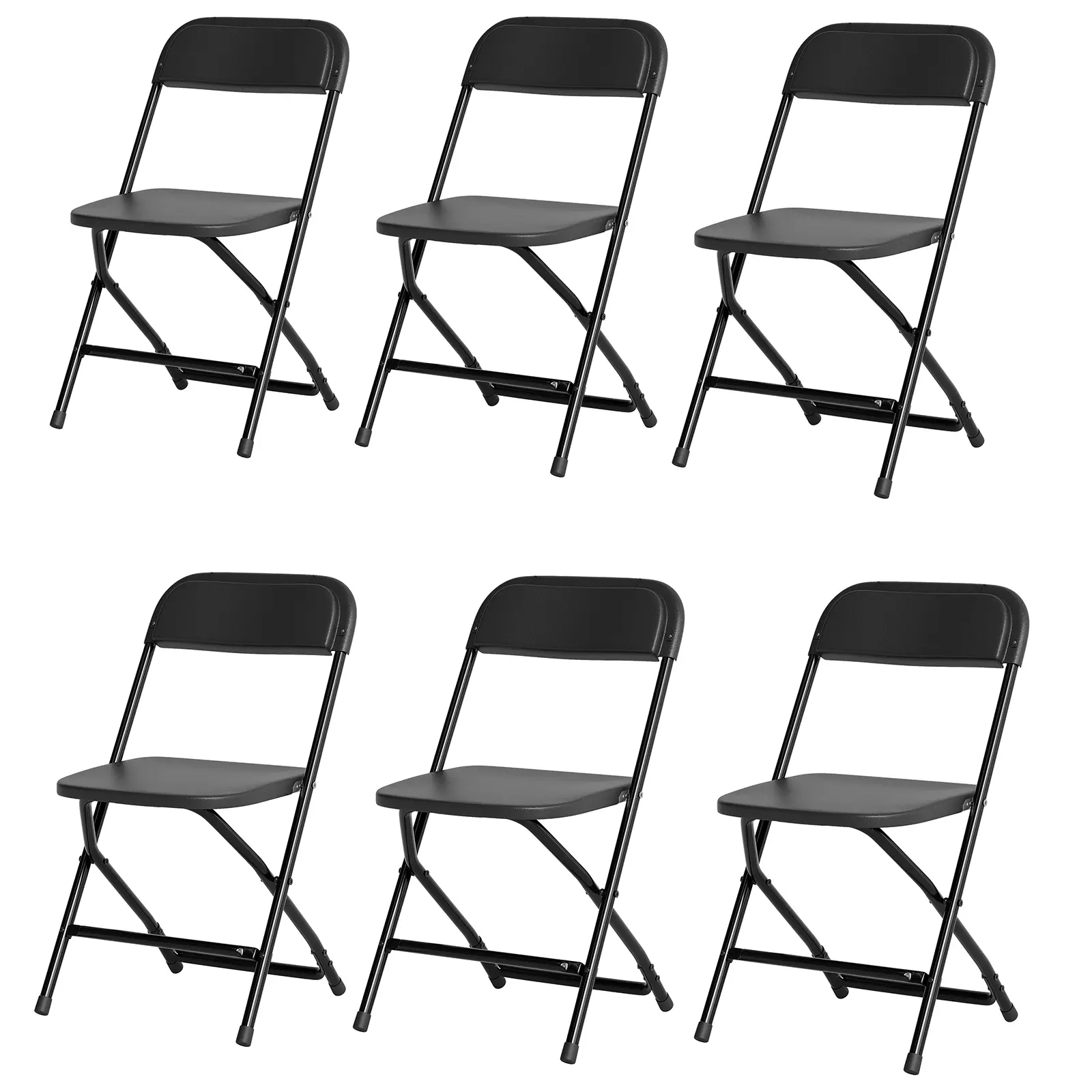 6 Pack Plastic Folding Chairs, Stackable Guest Seats with Steel Frame & Non-Slip Feet, Portable Commercial Chair