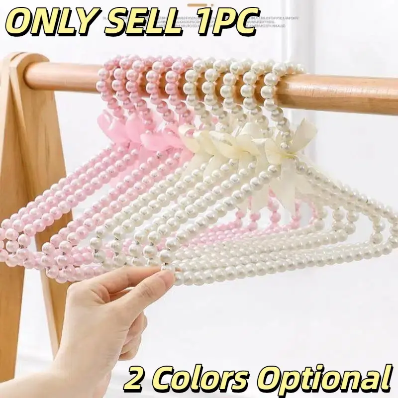 Pearl Bow Decorative Hanger, Thick Plastic Clothes Rack, Mini Hanging Hanger for Home, Pet Store, Kids, Baby, Underwear, Doll Clothes Organizer, Pearl Hangers