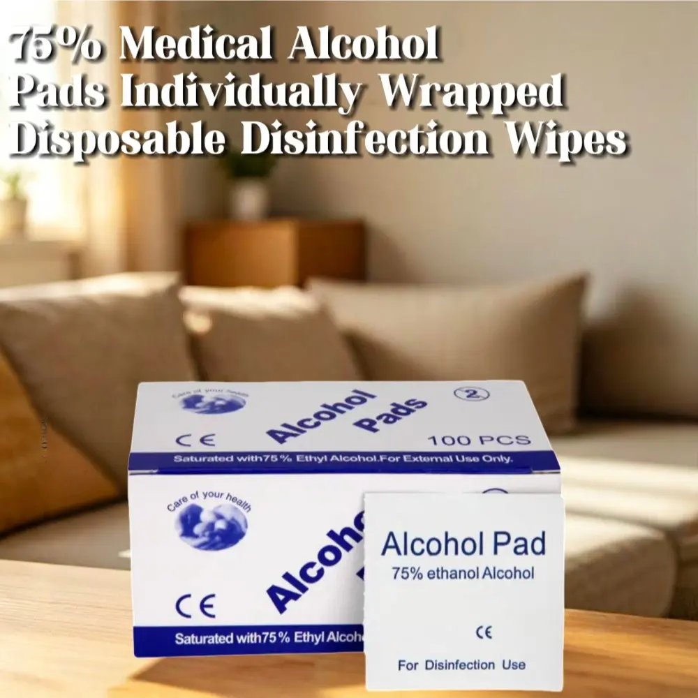 Disposable 75% Ethanol Alcohol Prep Pads, Individually Wrapped Saturated Sterile Wipes, Quick Sanitization for Phone, Beauty Tools, Daily Use