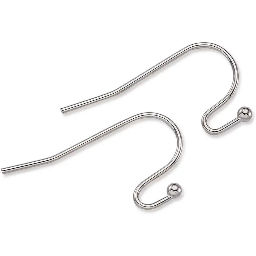 100-   Hook Ball Dot Earwires 22x11mm Dangle Earring Wires Findings