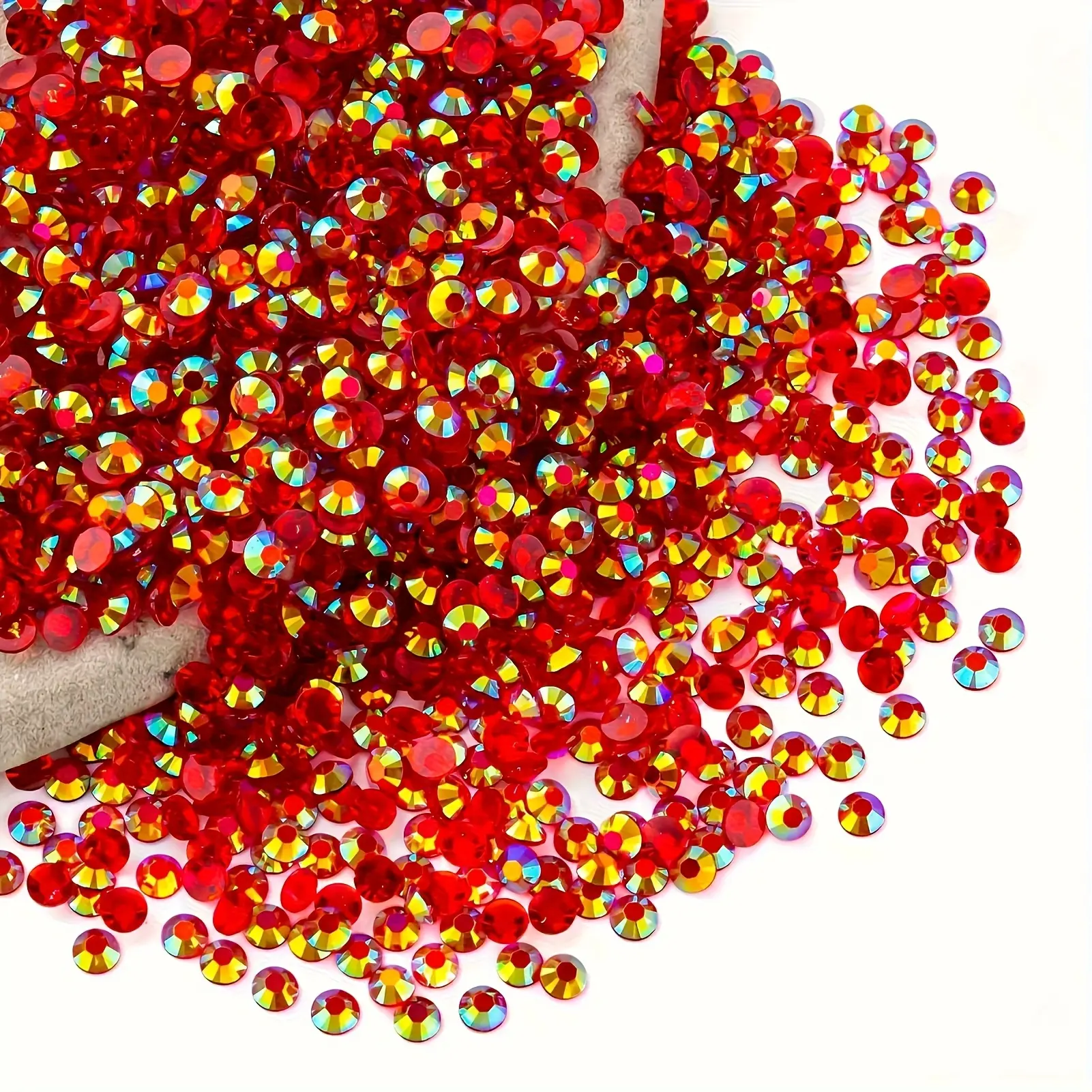 5mm Red AB Flat-Back Jelly Resin Rhinestones, No-Iron Sequins Beads for DIY Jewelry Making, DIY Nail Art, Rhinestone Nail Charms, Face, Shoes, Garment and Bag Decoration Accessories - Fragrance-Free