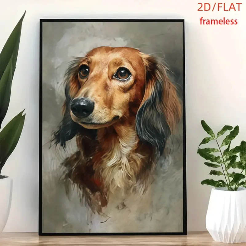 frameless Dachshund Fridge Decal Art Decor Print Poster, Wall Art for Living Room, Bedroom, Office, Dining Room & Bar, Perfect Gift & Home Decor, 12in x 16in