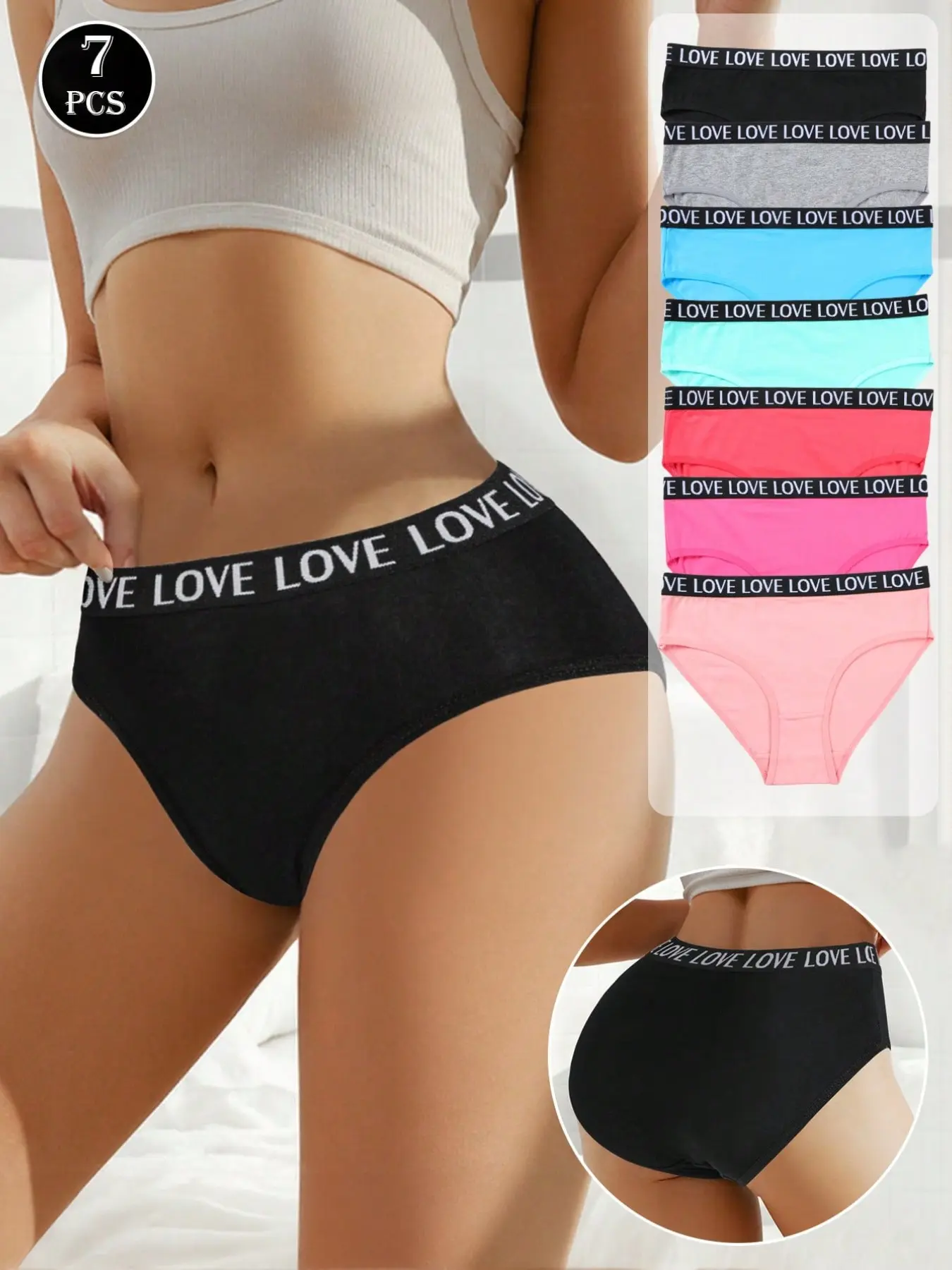 7Pcs Low Waist Briefs Women Letter Belt Underwear Women Knickers Women Comfortable Panties Pack Set Lingerie Sexy Knickers Solid Panty SeamlessPanties For Women Black Shorts Halloween Costume For Women Fall Clothes For Women Letter Print Underwear