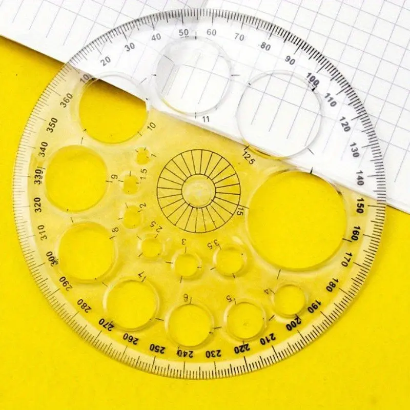 2-Pack Full Circle Rulers, Transparent Blue Template Rulers, 360° Rotating Compass, Durable Plastic, Office & School Supplies