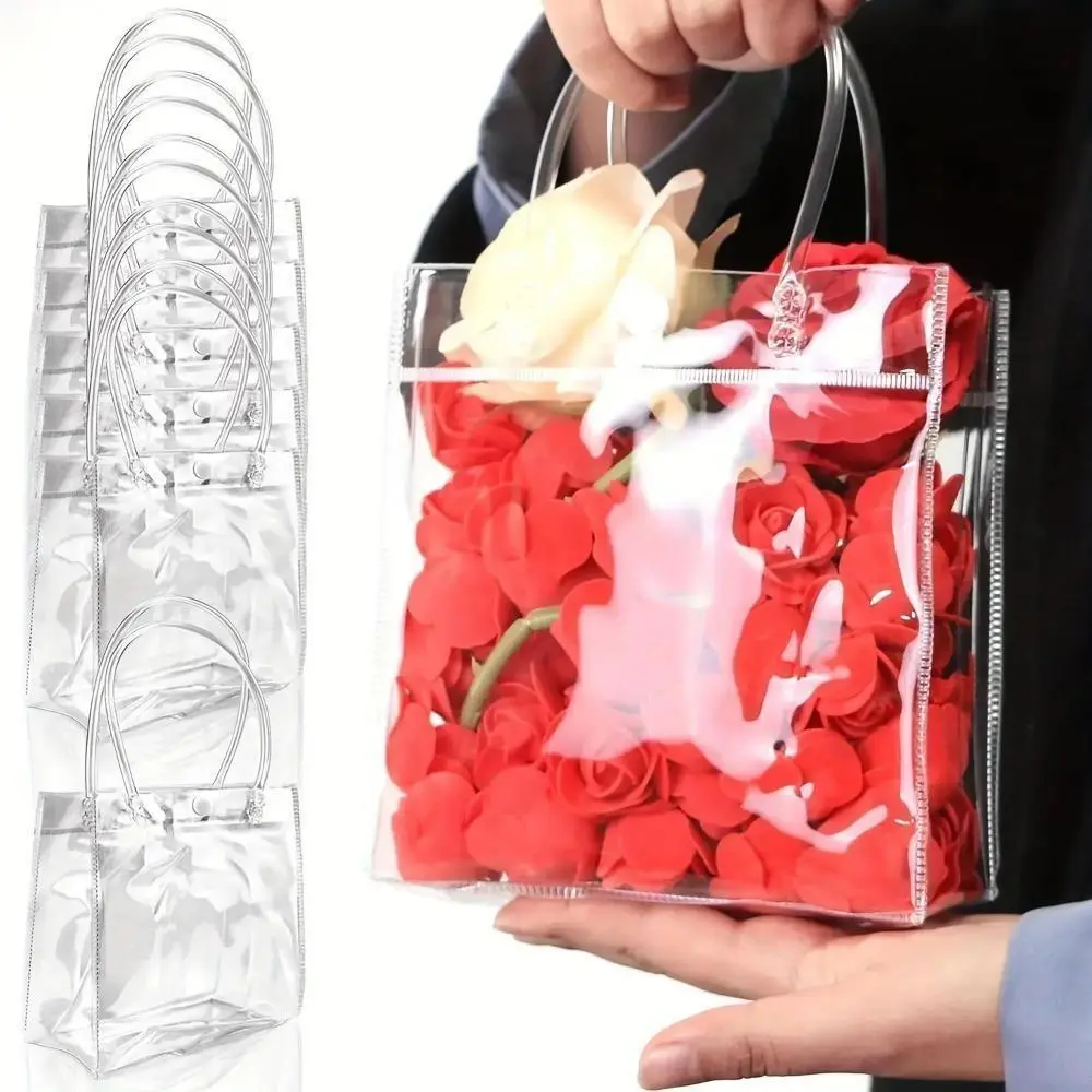 2026 New Arrival: Thickened, Waterproof, Transparent Plastic Gift Bags (Pack of 10 or 25) with Reinforced Handles and Snap Closures – Reusable Clear Party Favor Bags Suitable for Weddings, Birthdays, Baby Showers, and Retail Packaging