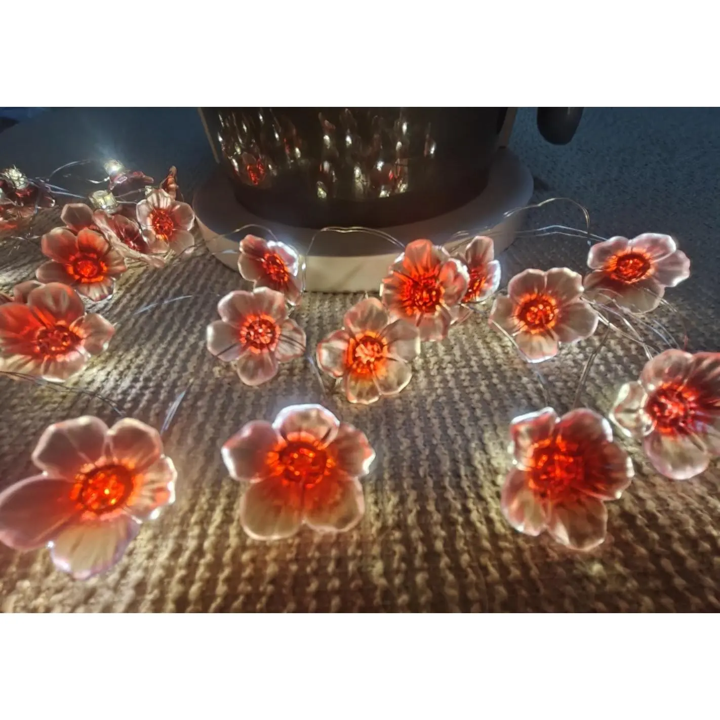 Cherry Blossom Flower String Lights,10ft 30LED  Copper Wire Fairy Lights  Operated for Bedroom  Indoor Outdoor Wedding Birthday Party Decor (Red, 10ft)