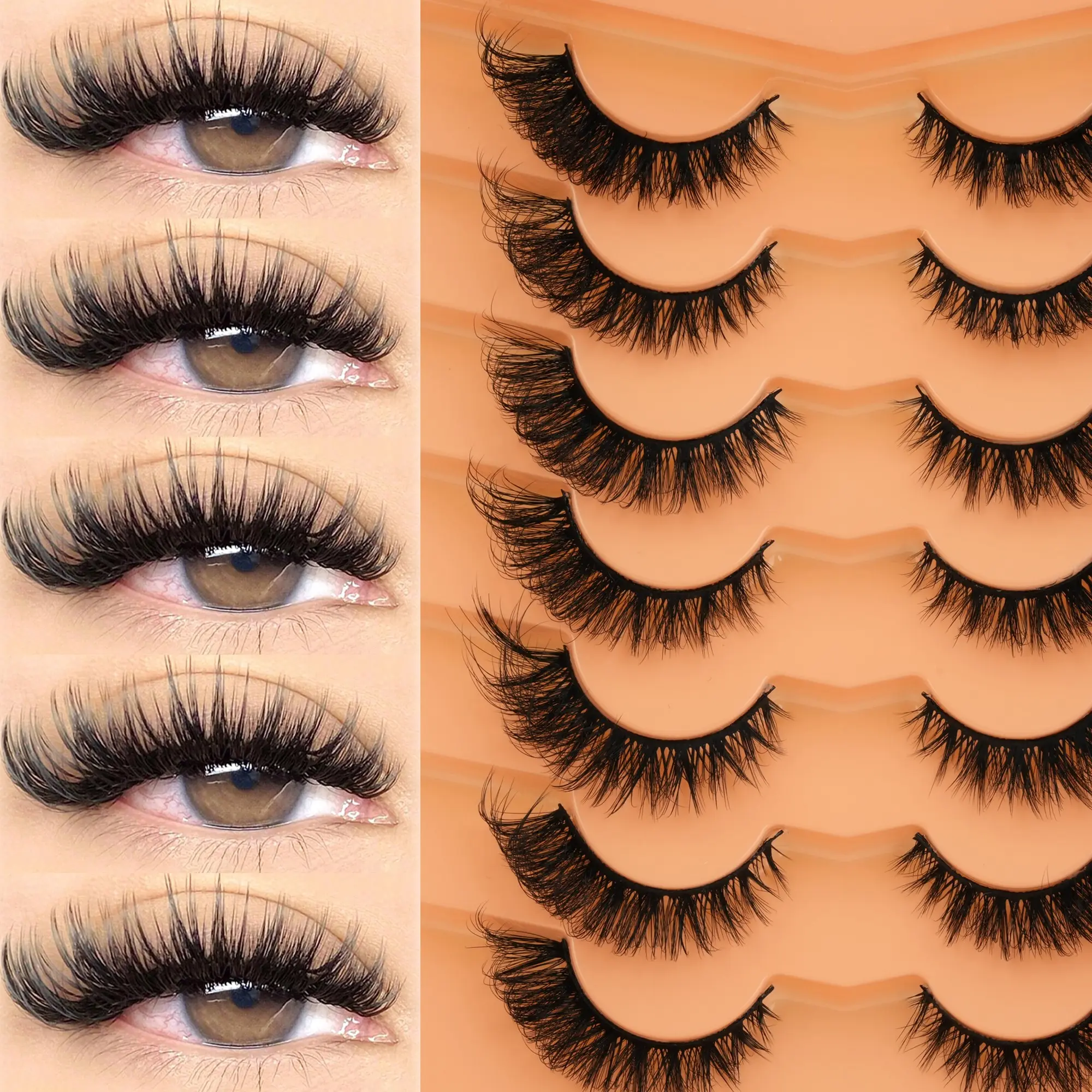7 Pairs Cat Eye False Eyelashes, D Curl Natural Volume, Reusable, Beginner Friendly, All Occasions, Strip Lashes, 3D Cat Eye Lashes, Fluffy Lashes, Volumized False Eyelashes