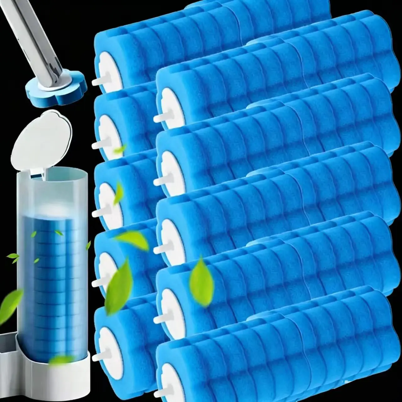 Disposable Wall Mount Toilet Brush Set with Refill Heads, Space-Saving Bathroom Cleaning System with Preloaded Cleaner Liquid, Convenient No-Mess Scrubber Wand for Daily Bathroom Use