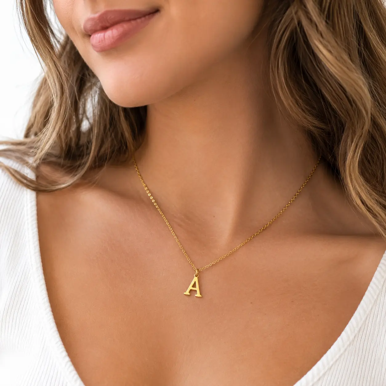 Initial Letter Pendant Necklace, Minimalist Alphabet Necklace in Silver-Tone or 18K Gold-Tone, Everyday Perso