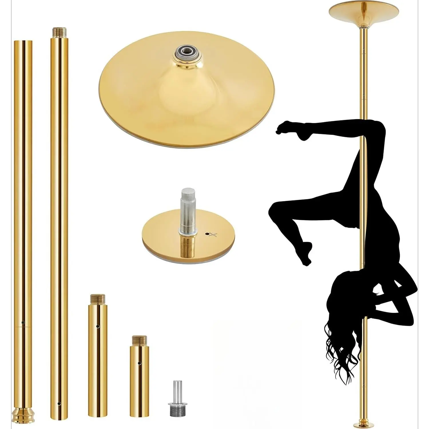 Portable Dancing Pole 45mm Spinning Static Modes Height Adjustable Removable for Home Gym Exercise Club Party,camping essentials