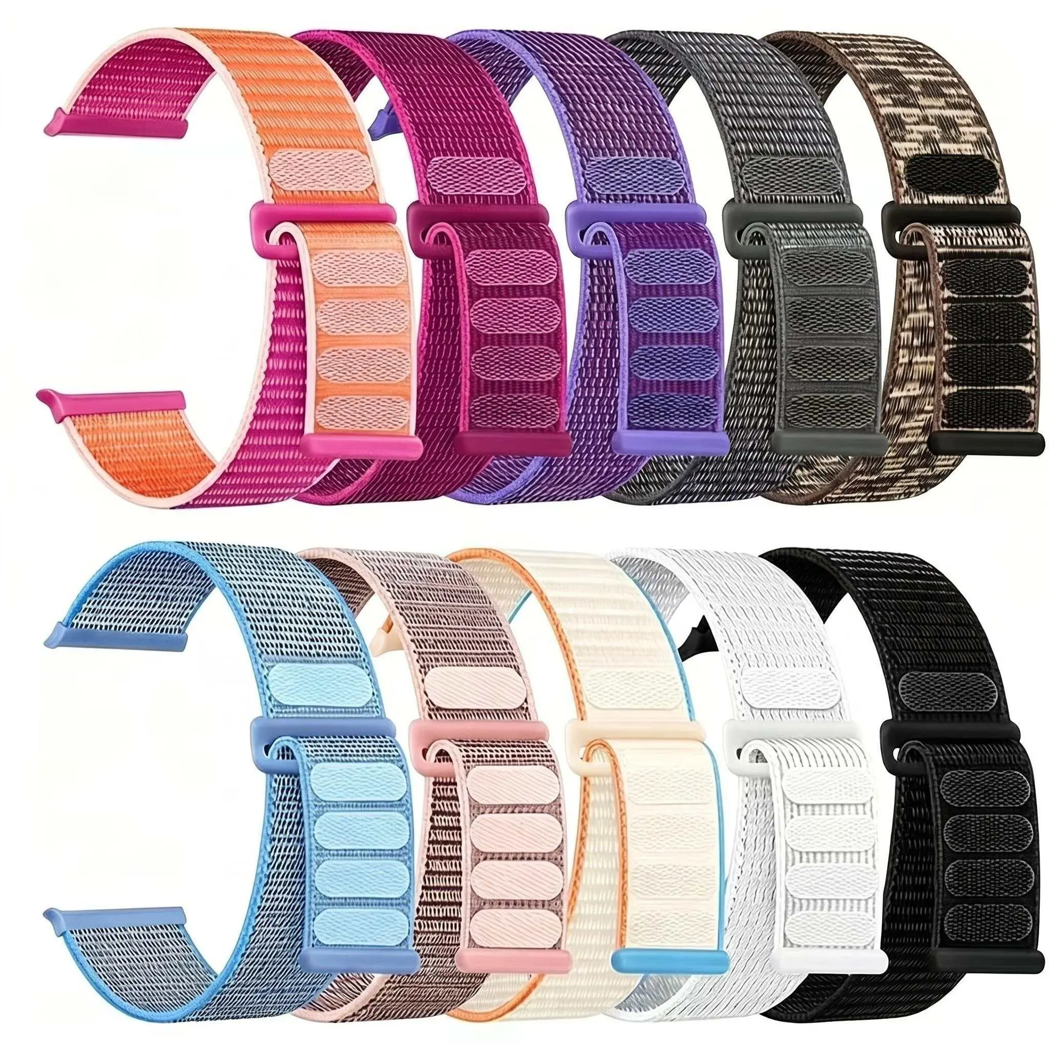 Adjustable Nylon Watch Bands (Band Only), 10Pcs Soft Breathable Smartwatch Straps for Women & Men, Compatible with Apple Watch Series, Smartwatch Accessories