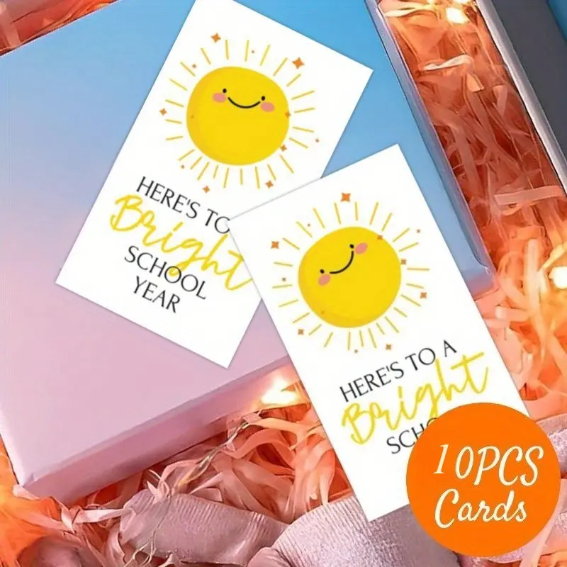 10pcs Gift Cards, Happy First Day of School Teacher Appreciation, Thank You Cards, Welcome Back to School, Colorful Celebration Decor