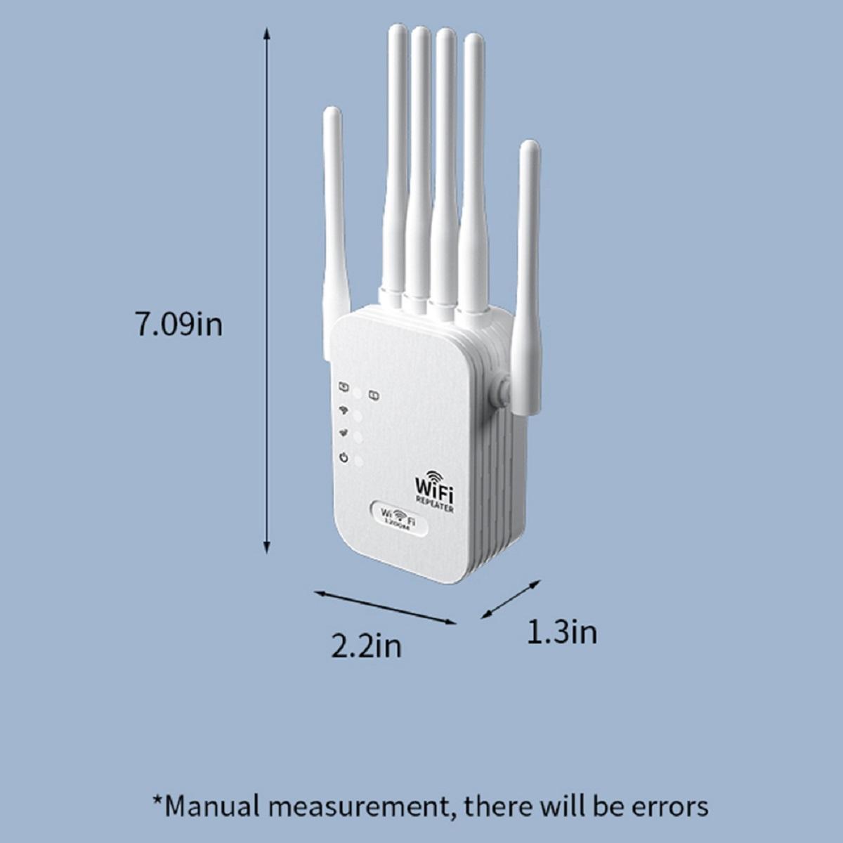WiFi Extender 2026 with 6 Antennas, 1200Mbps Dual Band Booster, 12,000 sq.ft Coverage, Supports 100 Devices, Repeater & Ethernet Port