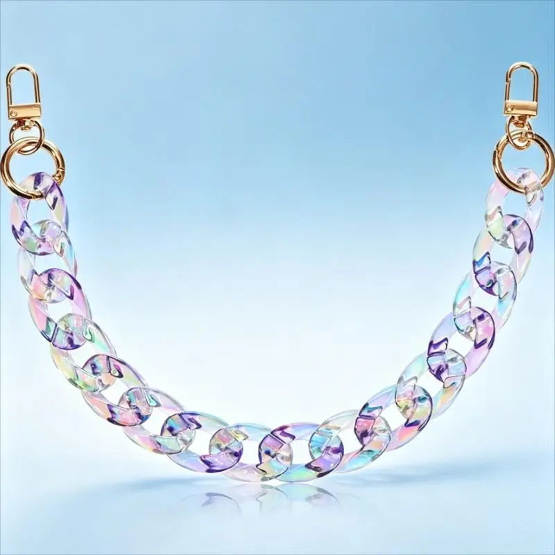 Detachable Colorful Clear Acrylic Purse Chain Strap, DIY Replacement Handle Extender Charm Accessories for Handbag, Crossbody & Shoulder Bags
