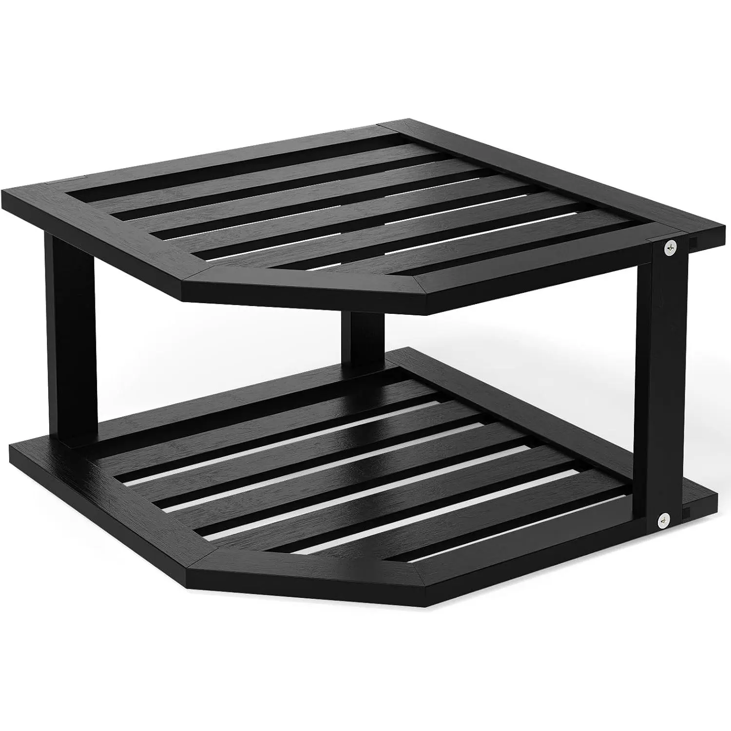 Corner Shelf,2 Tier Plate Organizer for Cabinet and Countertop,Pantry Dish and  Rack for Kitchen(Black)