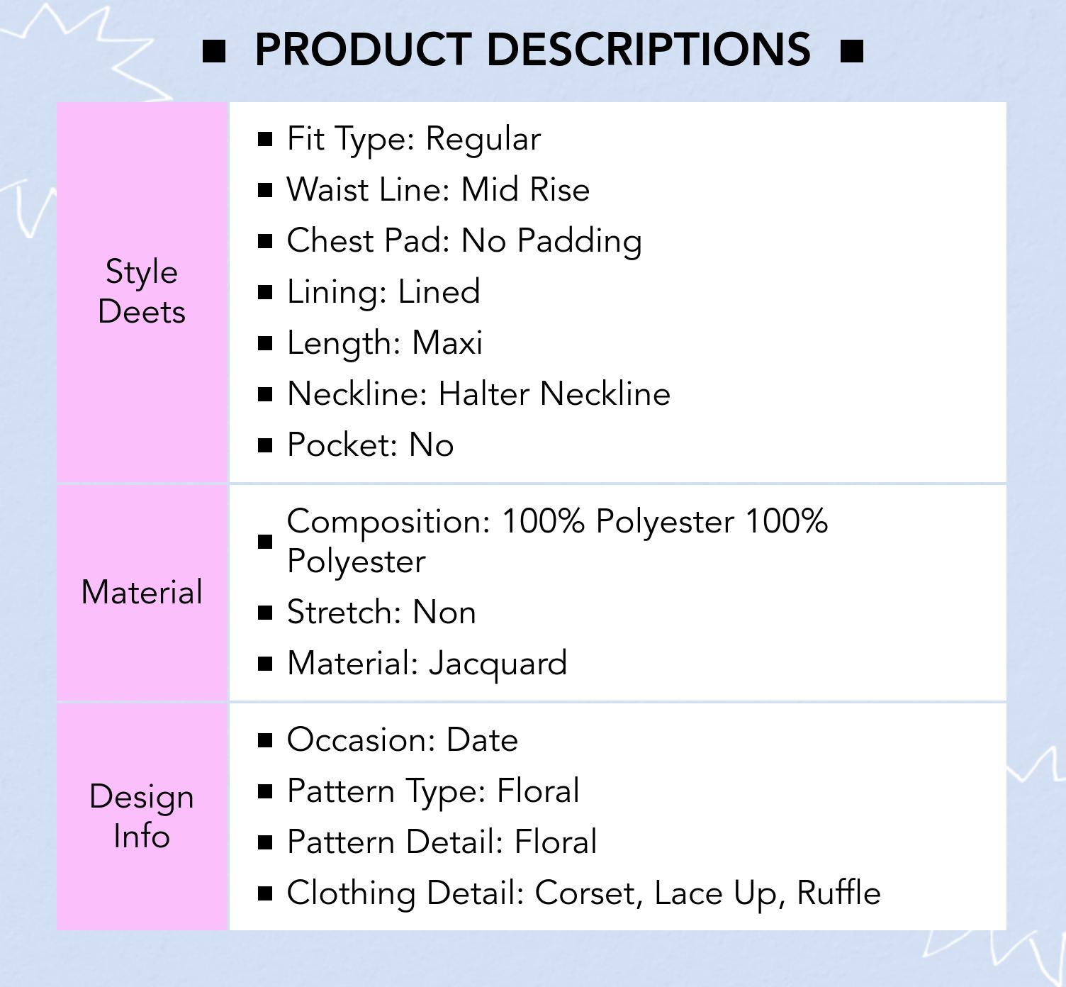 Cider Halter Maxi Dress with Lace Up Back – Floral Jacquard Long Dress for Women， Adjustable Neckline， Petite-Friendly Length for Spring Wedding & Vacation