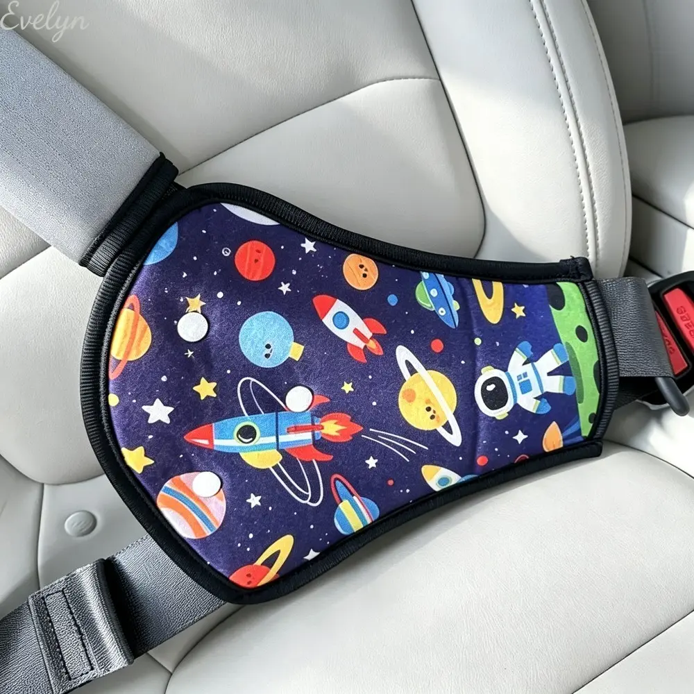 Unisex 2-Pieces Playful Planet Design Polyester Seat Belt Shoulder Pads - Casual Wear Accessory with Neck Support for Travel Comfort (Sports & Outdoor Fitness Ab Training Use)