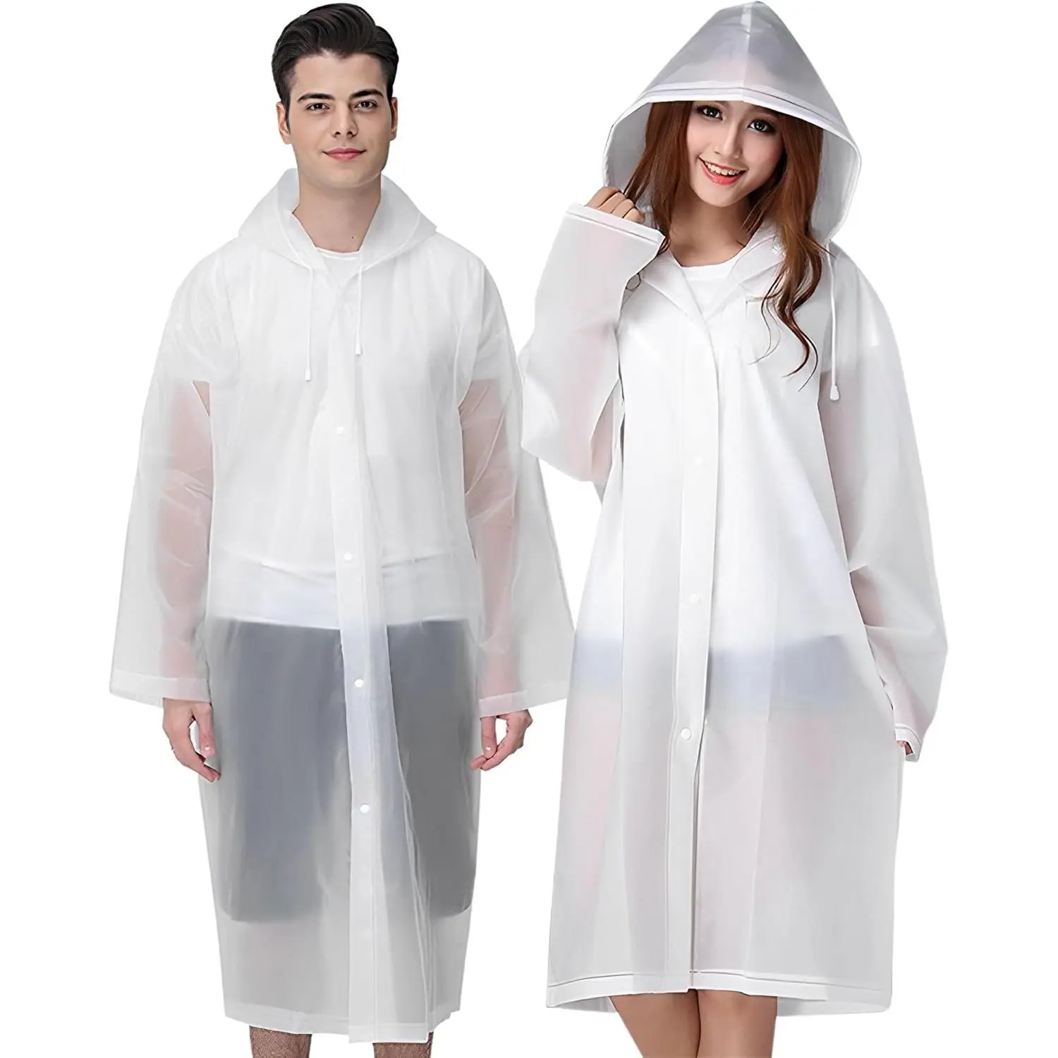 Waterproof Reusable Adult Rain Ponchos - 2-Piece Emergency Raincoats with Hood, Drawstring for Men, Women (Home Supplies)