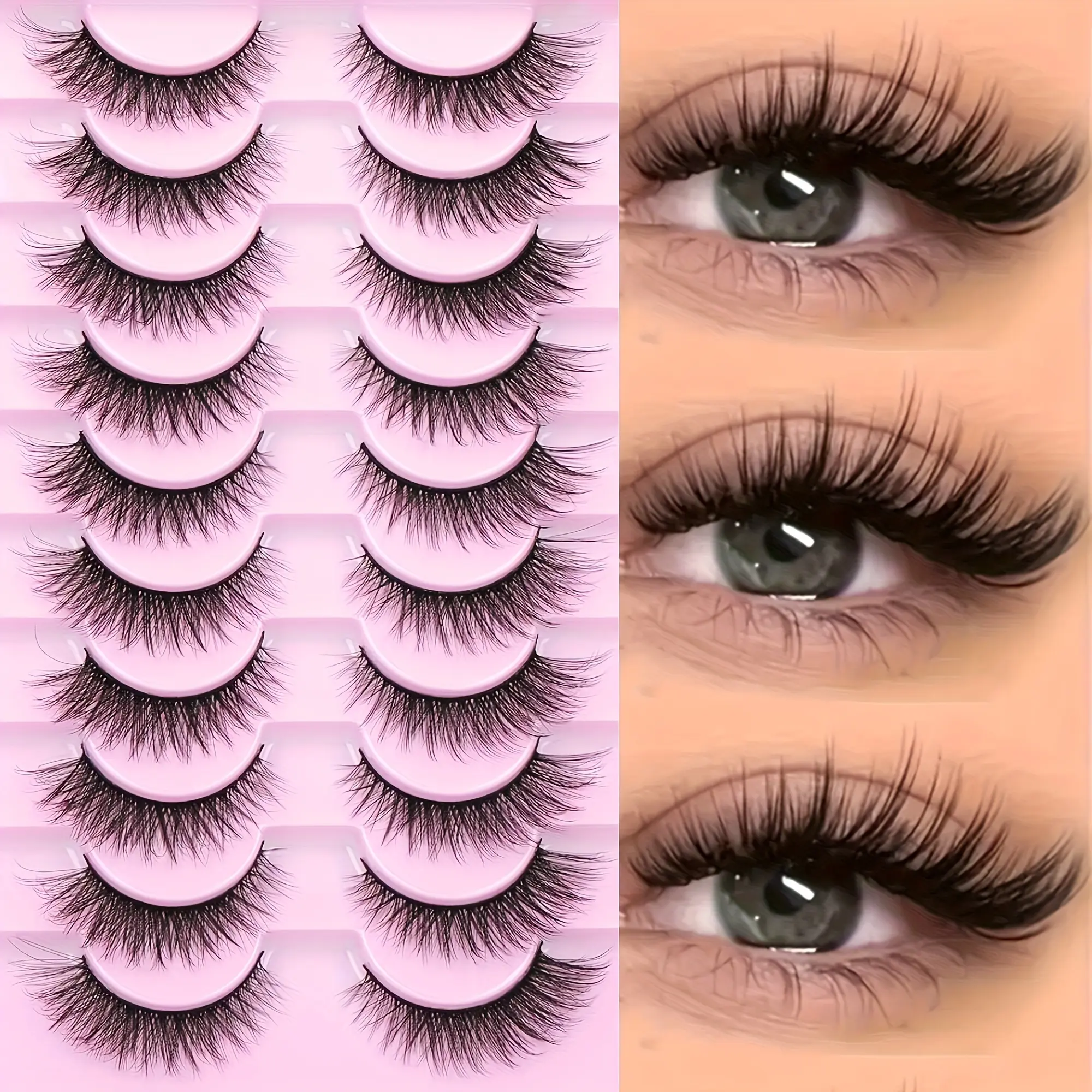 Naturally Thick False Eyelashes with Long, Slender, 3D Curls Are Perfect for Parties and Sophisticated Looks. They Create A Natural Finish That Lasts and Is Light, Comfortable To Wear, and Makes Eyelashes Look Fuller and Curled