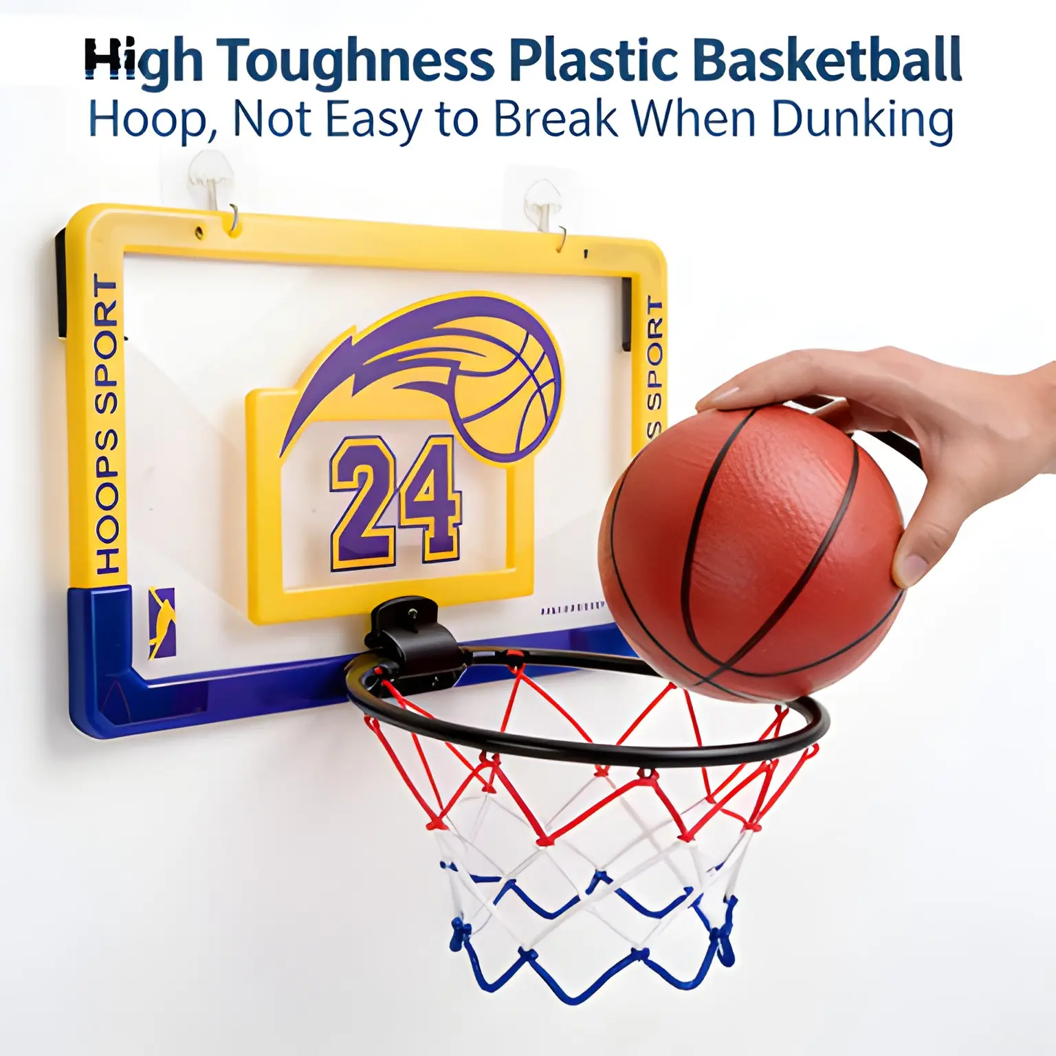 Indoor Foldable Basketball Hoop System, Kids Door Mount Office Basket, Teen and Adult Mini Hoop, Room Door Basketball, Includes 3 Balls