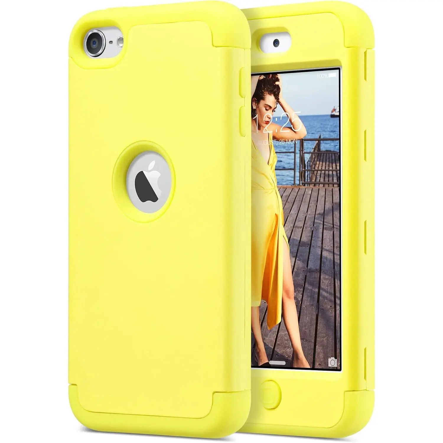 Compatible with iPod  7/6/5 Case, Heavy Duty High  Shockproof Protective Cover for  iTouch 5th/6th/7th Generation ( Model), Yellow