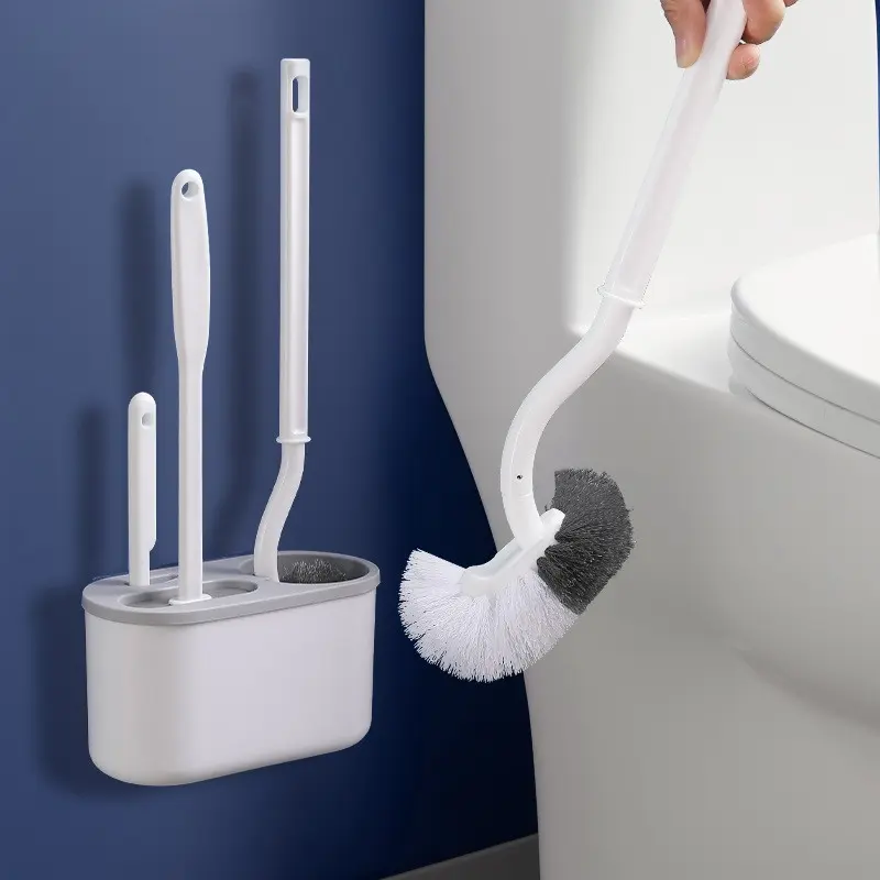 Wall-Mounted Toilet Brush, No Silicone Needed, Easy Installation, Wall-Hung Bathroom Cleaning Tool, Home Use Toilet Brush, Space-Saving Design