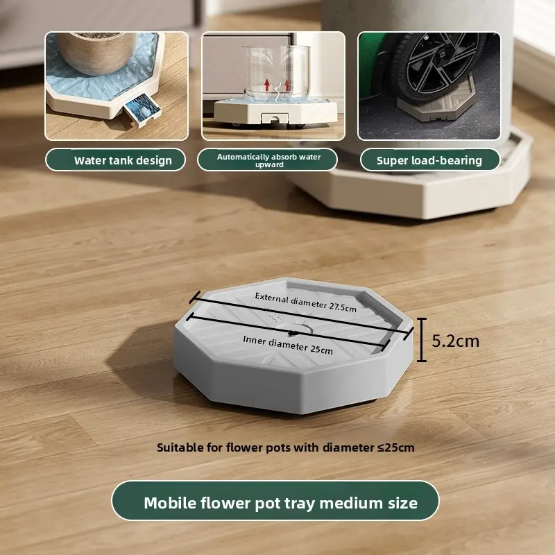 Mobile flower pot tray with wheels, water storage drawer, automatic water absorption and irrigation, breathable, prevents root rot, silent rolling rack