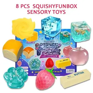 8-Piece Malt Sugar Stress Relief Fidget Toys Set, Slow Rise Squishy Sensory Bundle for Anxiety Relief, ASMR Squeeze Desk Toys, Party Favors, Gift Bag Fillers, Back to School Gifts, 8 Styles