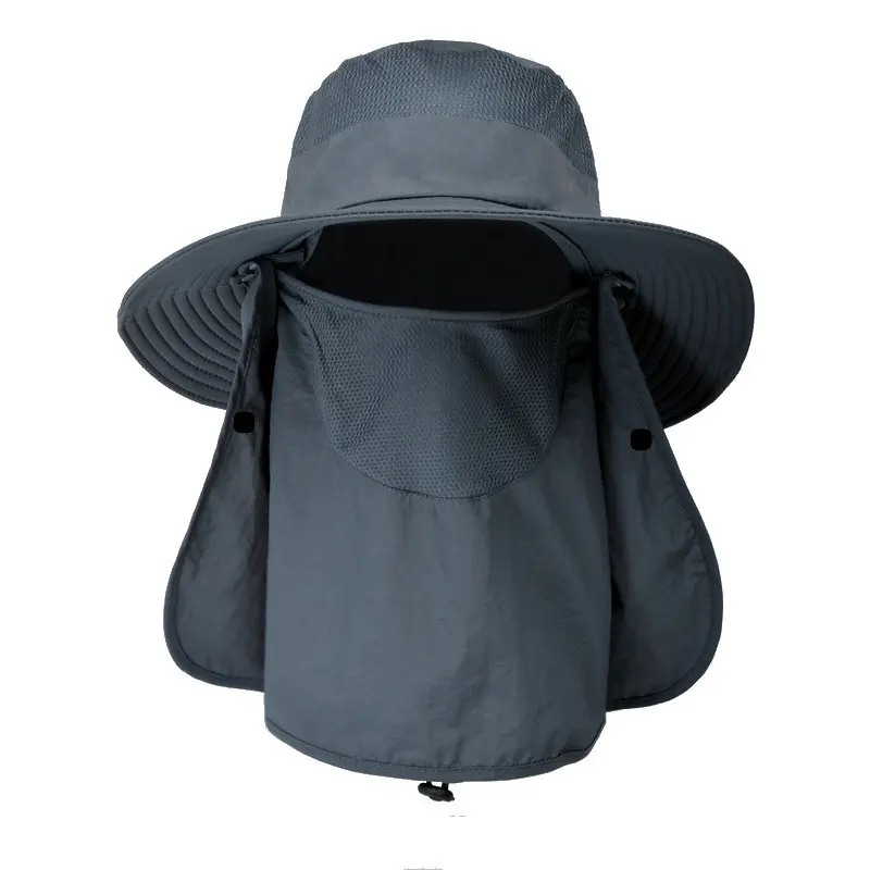 Unisex Lightweight Outdoor Wide Brim Bucket Hat - Waterproof, Cooling, Sun Protection, Breathable, Foldable, Vintage Sparkly Mini Sombrero-Style Boonie Cap with Face Mask, Neck Flap, Snap, Adjustable for Hiking, Fishing, M (56-58cm)