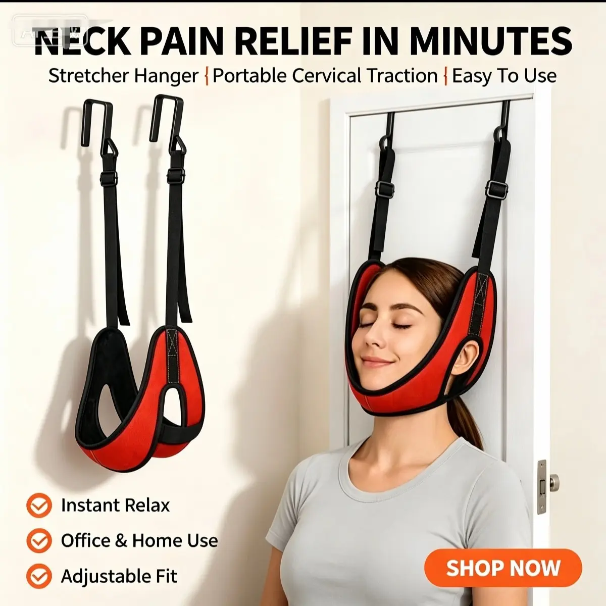 Load-Bearing Capacity 330 Pounds Door-Mounted Cervical Spine Puller, Thickened Neck Support, Breathable Design, Sports Equipment