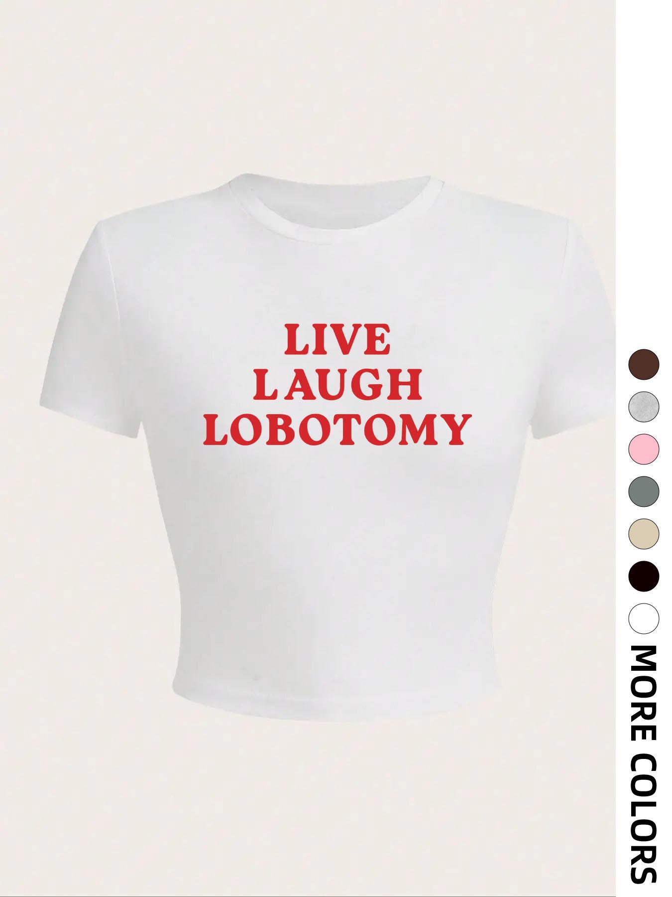 Women's Letter Print Round Neck Tee, Casual Short Sleeve Crop T-shirt, Shortsleeve Graphic Tees Women, Ladies Summer Graphic Tees Women for Daily Wear, Casual Fashionable Top