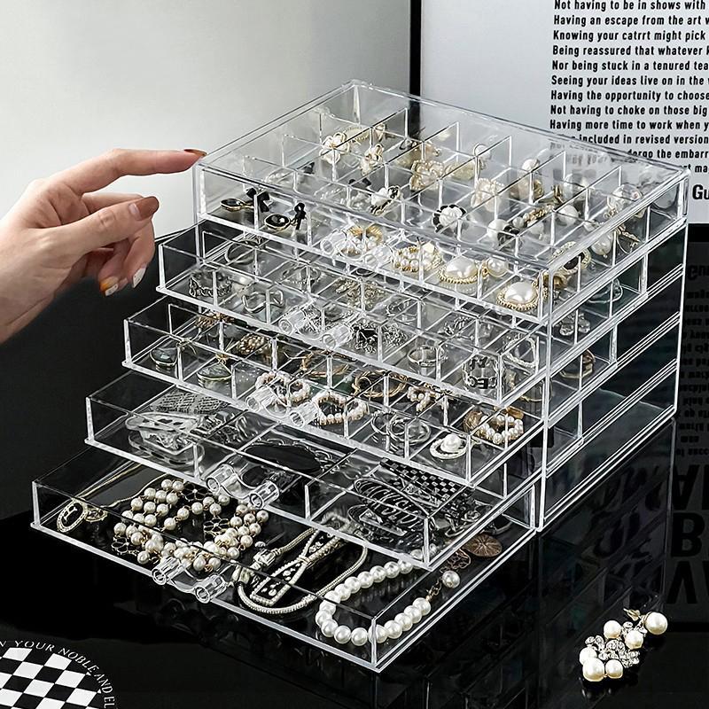 Layers Plastic Dustproof Jewelry Box, 1 Count Jewelry Storage Box, Transparent Large Storage Display Case, Multi-layer Earrings Rings Necklaces Bracelets Pendants Organizer, Home Jewelry Organizer, Jewelry Holder Organizer