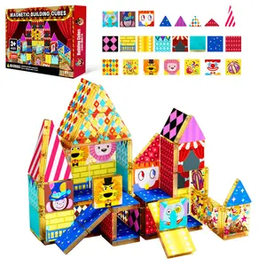 Magnetic Building Blocks Circus Theme, Early Learning Toy for Boys Girls, Steam Educational Toys, DIY Puzzle Set, Brain Development Gift