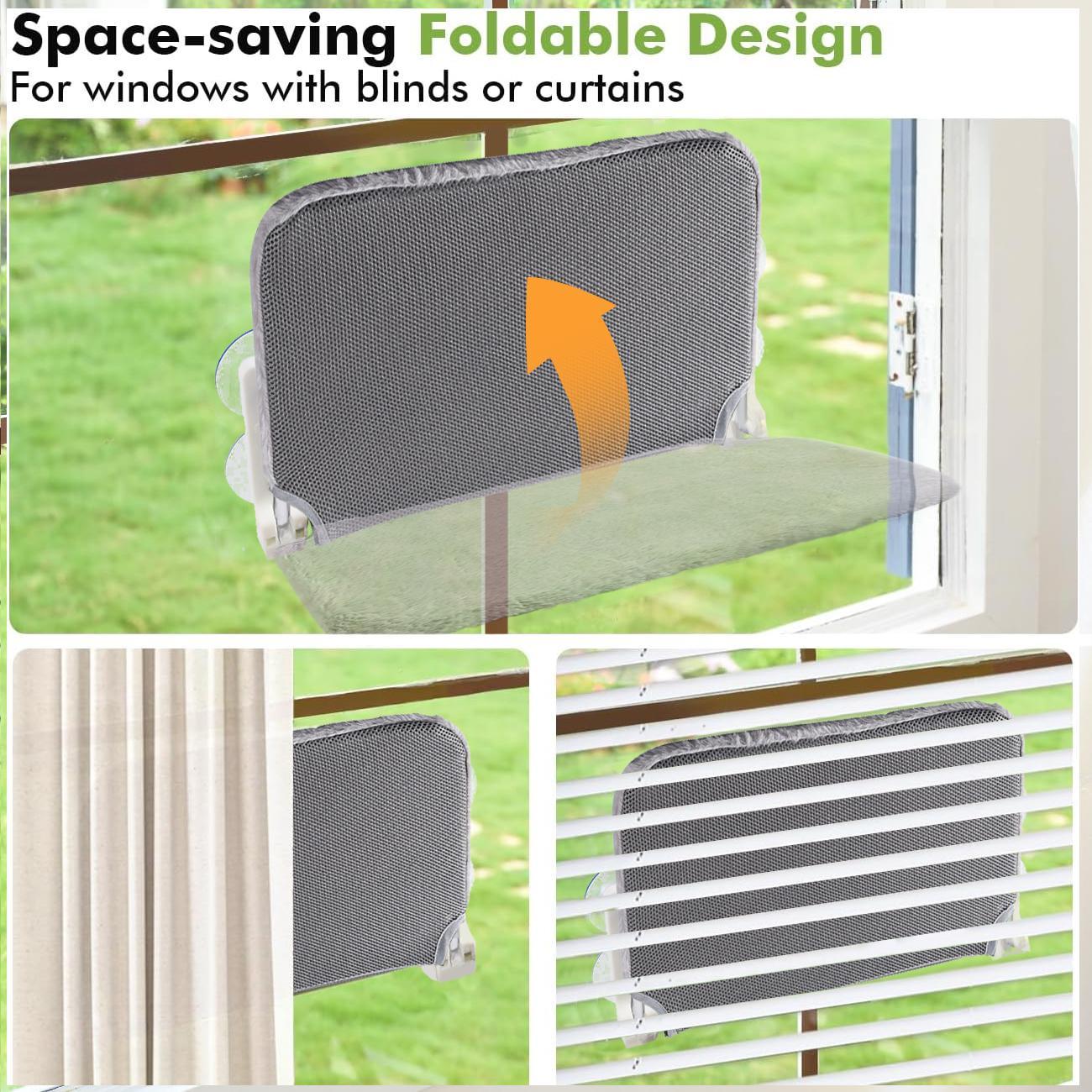 Cat Window Perch, Foldable Cat Hammock Bed for Window with Frame and Reversible Cover, Window Resting Seat for Indoor Cats, Pet Supplies, Home