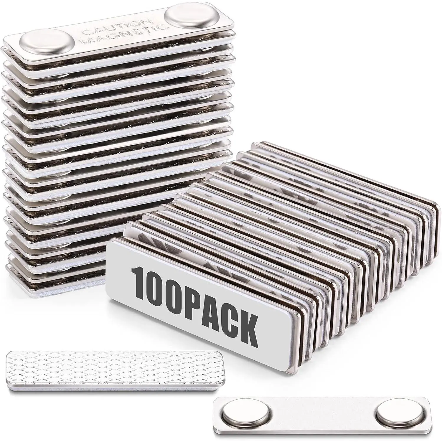 100 Sets Magnetic Name Tag Magnet for Classroom Students Office Workers Reusable ID Badges Magnet with Adhesive Backing Strong Neodymium for Clothes Uniforms Shirts