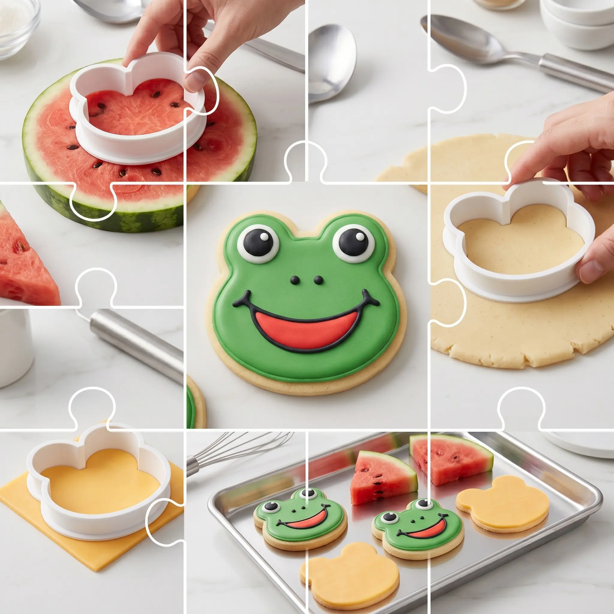 3D Frog Face Cookie Cutter, Cartoon Animal Baking Mold, Press-Down Fondant Cake Mold, Fun Kitchen Tool for Kids and Adults