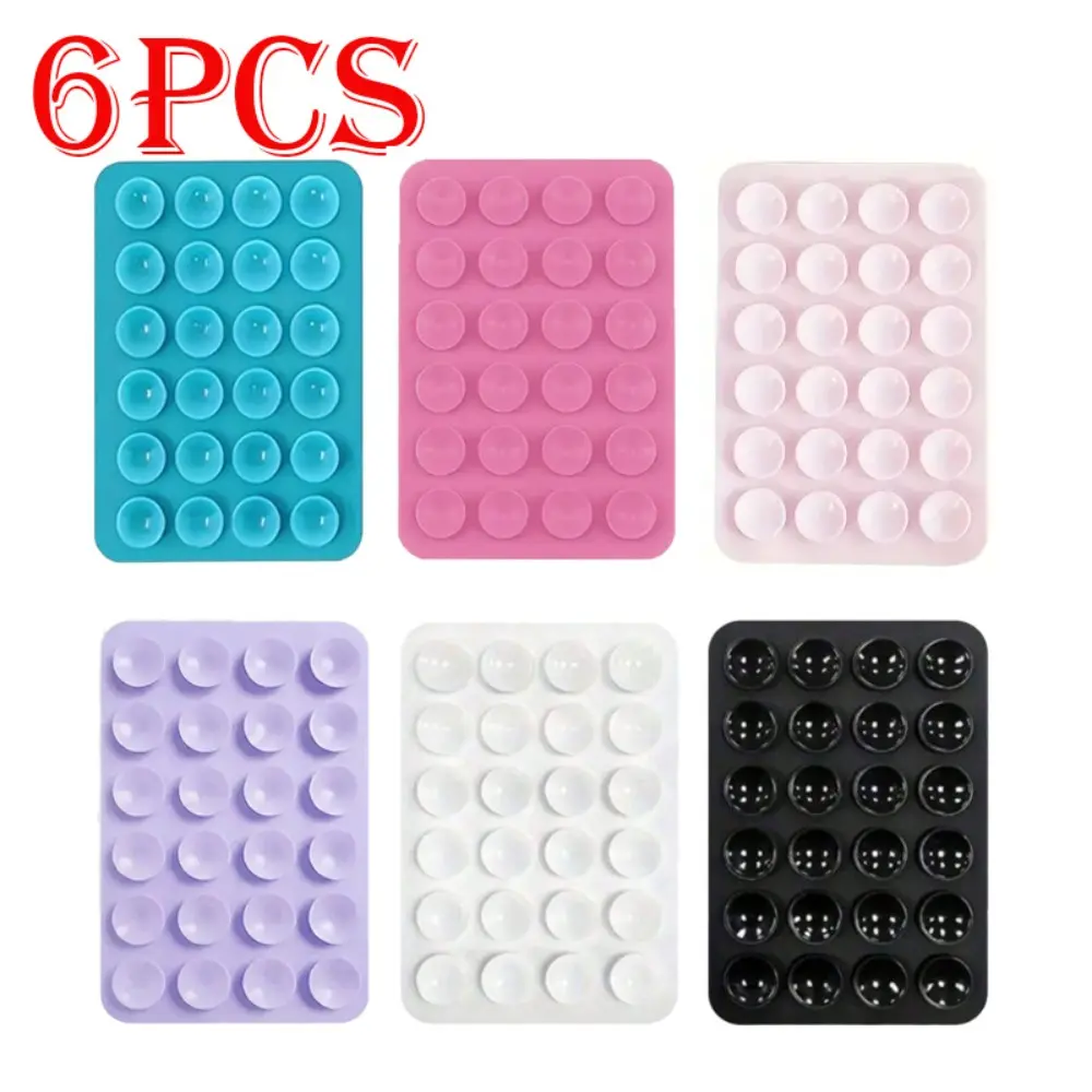 6 Pack Multifunctional Suction Cup Phone Holder Non Slip Adhesive Grip Compatible With All Smartphones Portable Hands Free For Video Watching Gaming Car Dashboard Bedside Perfect Gift For Friends Ideal Holiday Gift