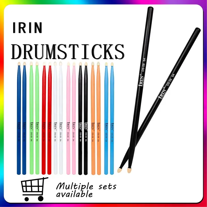 Professional 5A Non-slip Musical Irin Drum Kit, Drumsticks, Drumsticks, Multi-color and Colorful Color Scheme Optional Jazz Drum, Full Set of Universal Percussion Accessories
