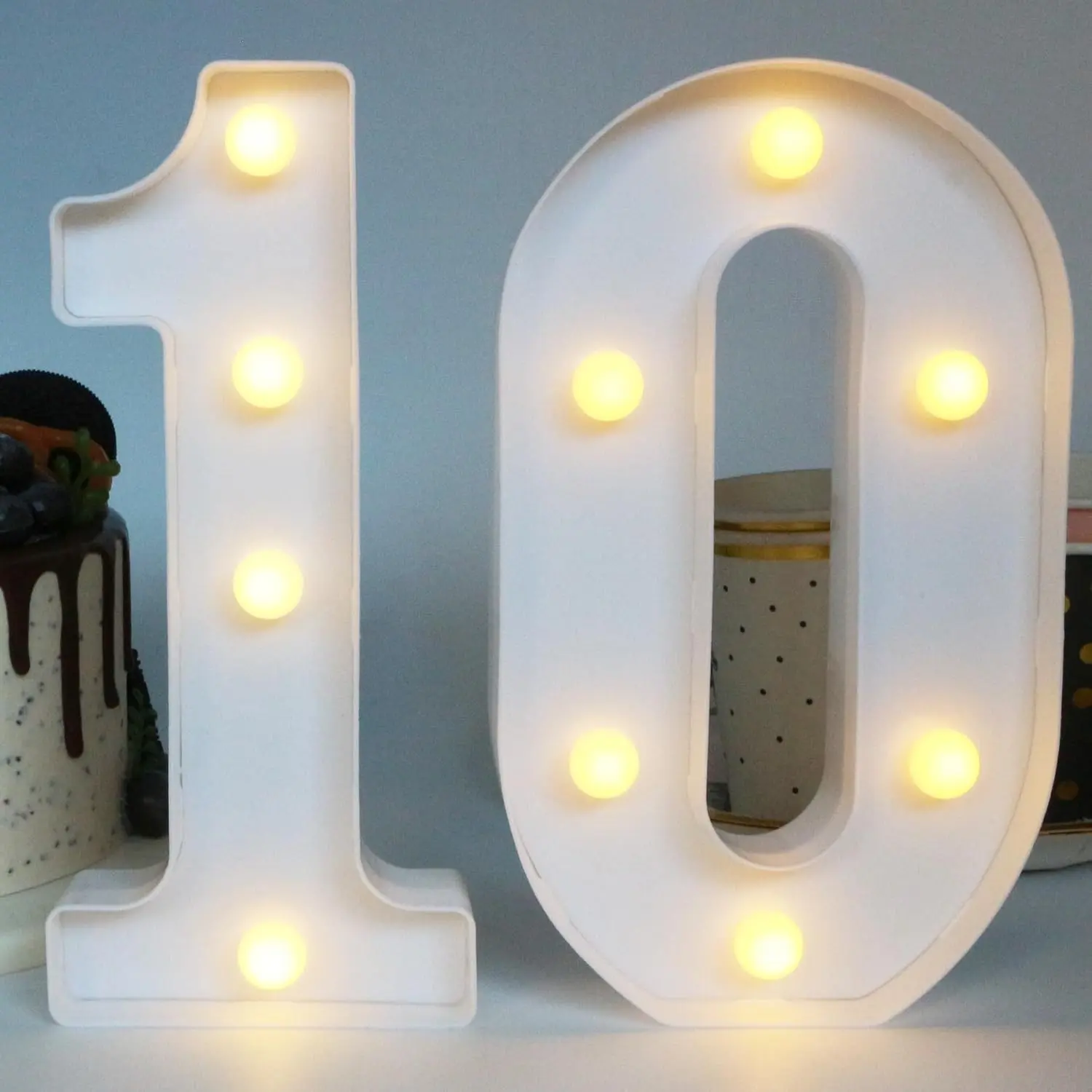 8.26 Inches Light Up Number 10 Centerpieces Table Sign, Happy 10th Birthday Decorations for Girls and Boys, 10 Year Old Anniversary Party Decorations
