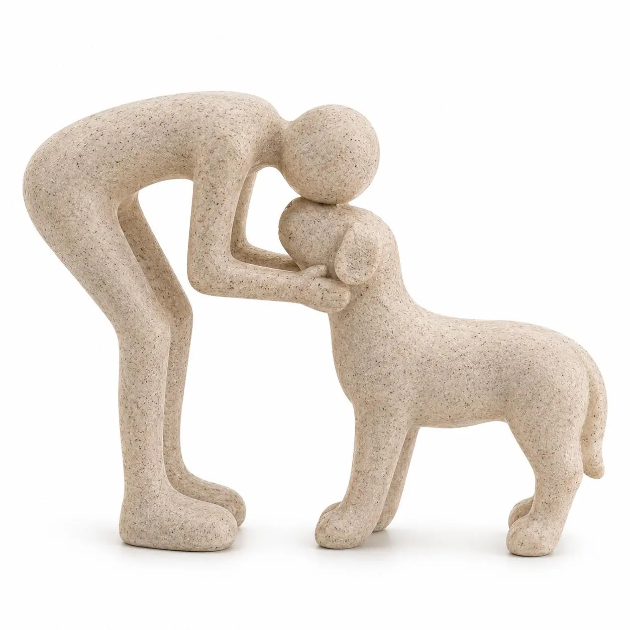 Modern Abstract Dog Lover Figurine, Resin Man and Dog Statue, Pet Memorial Keepsake & Collectible Ornament for Living Room Shelf, Office Desk, Bookshelf and Dog Parent Gift