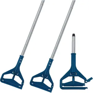 Commercial Quick-Change Iron Mop Handle 2PK, Heavy Duty Mop Head Replacement Holder for Wet Mop Floor Cleaning, Janitor Supplies
