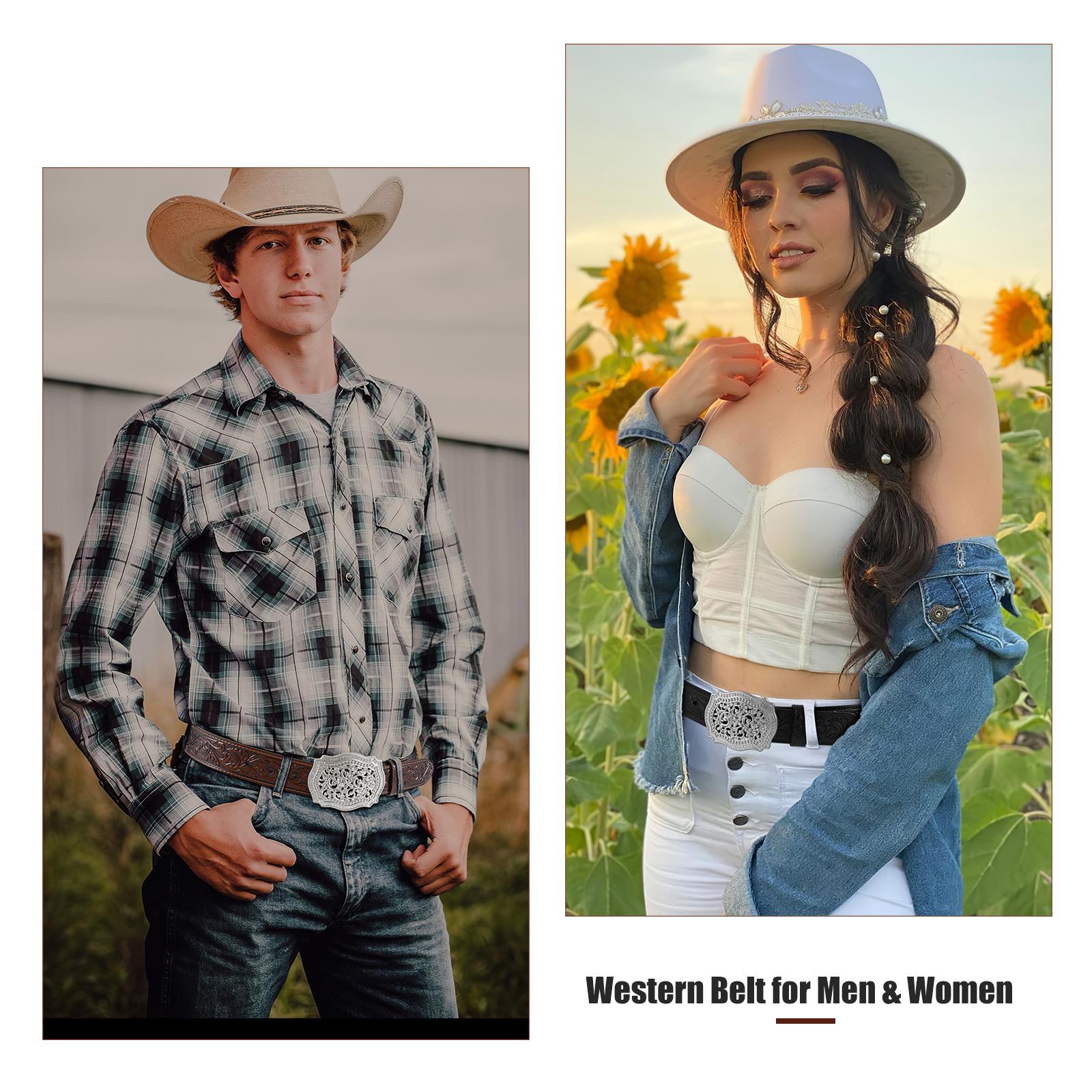 XZQTIVE Unisex Western Genuine Leather Belt - Floral Engraved Tooled Strap with Embossed Scrollwork Buckle, Perfect for Cowgirls & Cowboys SpringStatements XZQTIVE Unisex Western Genuine Leather Belt - Floral Engraved Tooled Strap with Embossed Scrollwork Buckle, Perfect for Cowgirls & Cowboys SpringStatements