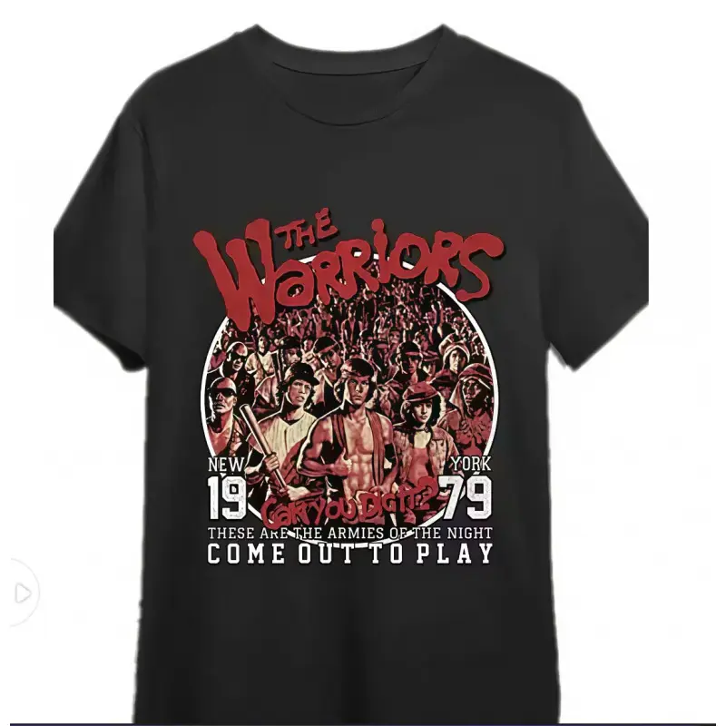 The Warriors "Come Out to Play" American Retro Black Short-Sleeved Unisex T-Shirt, Classic Movie Graphic, Nostalgic Streetwear for 70s Film & Cult Enthusiasts, Unique Vintage Pop Culture Statement Piece y2k outfits men Casual Crewneck Tshirt