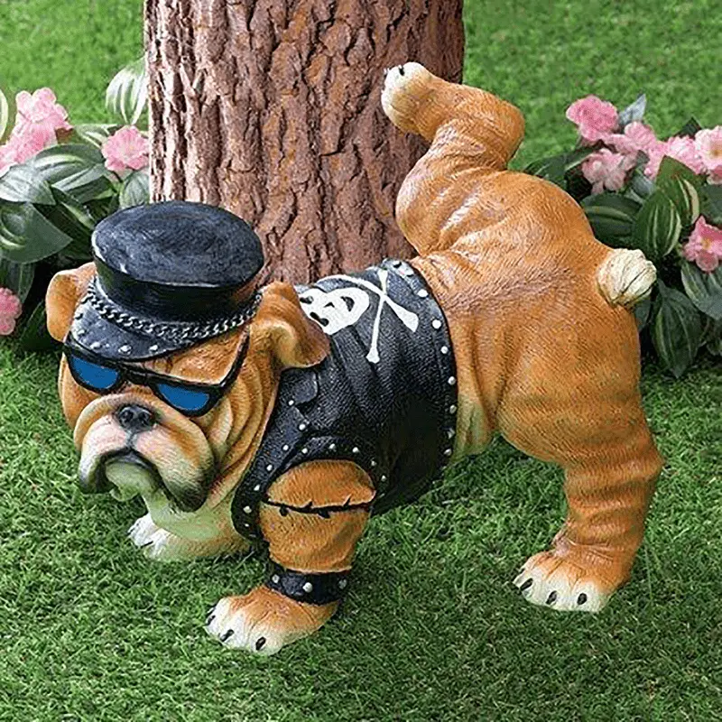 Adorable Resin Bulldog Statue Ornament, Cute Dog Figurine Home Garden Decoration, Waterproof Resin Puppy Sculpture for Lawn Patio Porch Yard, Lovely Animal Decor Gift for Dog Lovers, Indoor Outdoor Desktop & Landscape Decor
